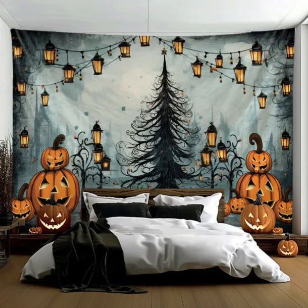 Halloween Decorations Hanging Tapestry Skeletons Halloween Tree Wall Art Large Tapestry Mural Decor Photograph Backdrop Blanket Curtain Home Bedroom Living Room Decoration