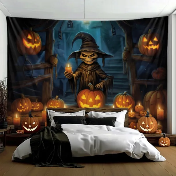 Halloween Decorations Hanging Tapestry Scarecrow Pumpkin Wall Art Large Tapestry Mural Decor Photograph Backdrop Blanket Curtain Home Bedroom Living Room