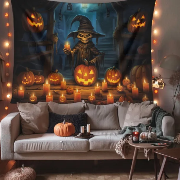 Halloween Decorations Hanging Tapestry Scarecrow Pumpkin Wall Art Large Tapestry Mural Decor Photograph Backdrop Blanket Curtain Home Bedroom Living Room