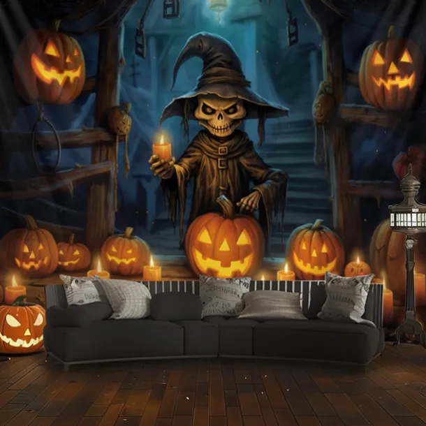 Halloween Decorations Hanging Tapestry Scarecrow Pumpkin Wall Art Large Tapestry Mural Decor Photograph Backdrop Blanket Curtain Home Bedroom Living Room