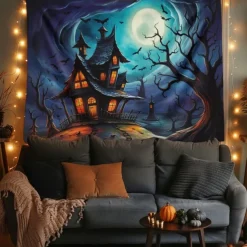 Halloween Decorations Hanging Tapestry Scarecrow Pumpkin Wall Art Large Tapestry Mural Decor Photograph Backdrop Blanket Curtain Home Bedroom Living Room