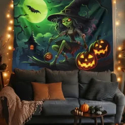 Halloween Decorations Hanging Tapestry Scarecrow Pumpkin Wall Art Large Tapestry Mural Decor Photograph Backdrop Blanket Curtain Home Bedroom Living Room