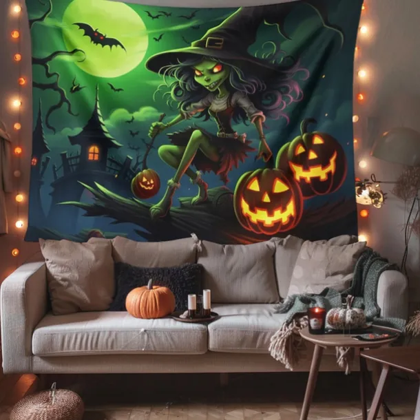 Halloween Decorations Hanging Tapestry Scarecrow Pumpkin Wall Art Large Tapestry Mural Decor Photograph Backdrop Blanket Curtain Home Bedroom Living Room