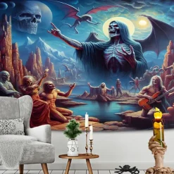 Halloween Decorations Hanging Tapestry Jack O Lantern Pumpkins Wall Art Large Tapestry Mural Decor Photograph Backdrop Blanket Curtain Home Bedroom Living Room Decoration Creepy Forest