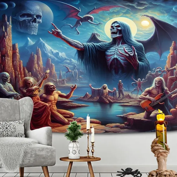 Halloween Decorations Hanging Tapestry Jack O Lantern Pumpkins Wall Art Large Tapestry Mural Decor Photograph Backdrop Blanket Curtain Home Bedroom Living Room Decoration Creepy Forest