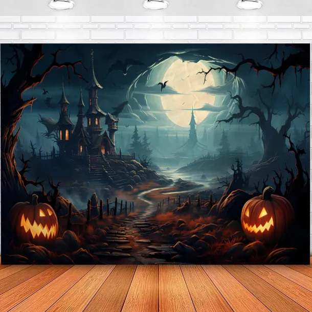 Halloween Decorations Hanging Tapestry Jack O Lantern Pumpkin Forest Wall Art Large Tapestry Mural Decor Photograph Backdrop Blanket Curtain Home Bedroom Living Room Ghost Haunted House Castle