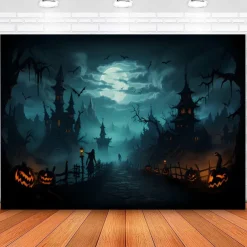 Halloween Decorations Hanging Tapestry Jack O Lantern Pumpkin Forest Wall Art Large Tapestry Mural Decor Photograph Backdrop Blanket Curtain Home Bedroom Living Room Ghost Haunted House Castle