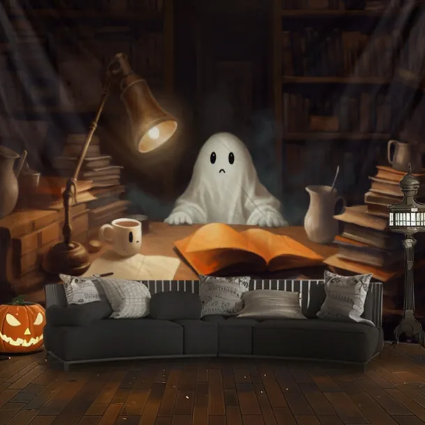 Halloween Decorations Hanging Tapestry Ghost Walking Dog Wall Art Large Tapestry Mural Decor Photograph Backdrop Blanket Curtain Home Bedroom Living Room Decoration