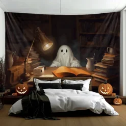 Halloween Decorations Hanging Tapestry Ghost Walking Dog Wall Art Large Tapestry Mural Decor Photograph Backdrop Blanket Curtain Home Bedroom Living Room Decoration