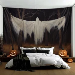 Halloween Decorations Hanging Tapestry Ghost Walking Dog Wall Art Large Tapestry Mural Decor Photograph Backdrop Blanket Curtain Home Bedroom Living Room Decoration