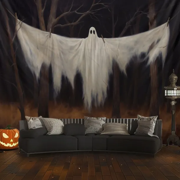 Halloween Decorations Hanging Tapestry Ghost Walking Dog Wall Art Large Tapestry Mural Decor Photograph Backdrop Blanket Curtain Home Bedroom Living Room Decoration