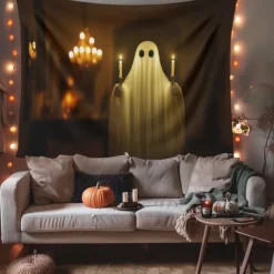 Halloween Decorations Hanging Tapestry Ghost Walking Dog Wall Art Large Tapestry Mural Decor Photograph Backdrop Blanket Curtain Home Bedroom Living Room Decoration