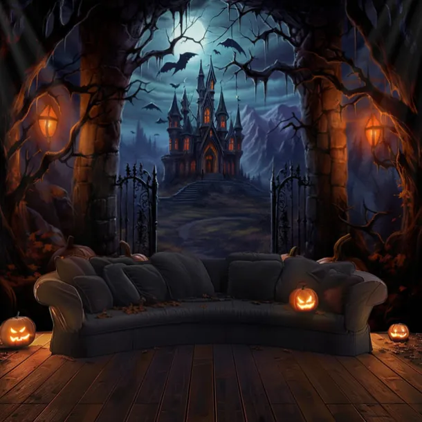 Halloween Decorations Hanging Tapestry Jack O Lantern Pumpkins Wall Art Large Tapestry Mural Decor Photograph Backdrop Blanket Curtain Home Bedroom Living Room Forest Castle