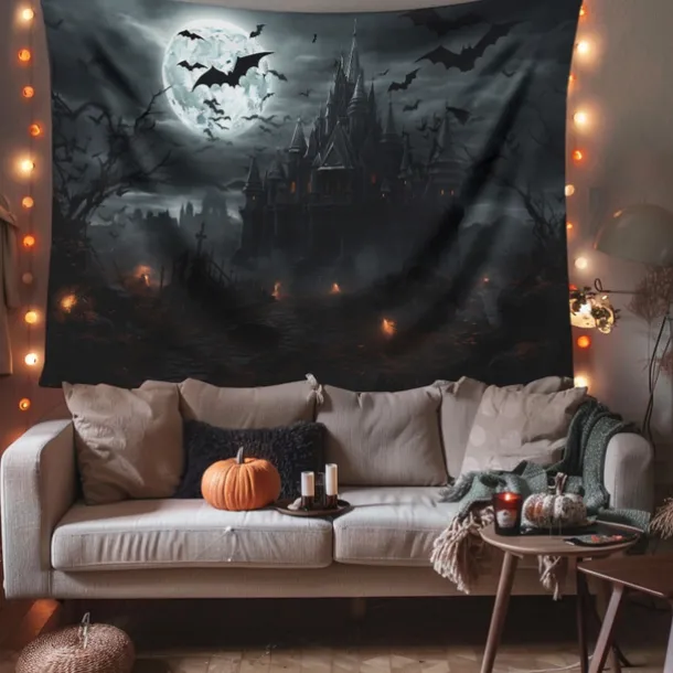 Halloween Decorations Hanging Tapestry Jack O Lantern Pumpkin Graveyard Wall Art Large Tapestry Mural Decor Photograph Backdrop Blanket Curtain Home Bedroom Living Room