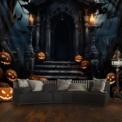 Halloween Decorations Hanging Tapestry Jack O Lantern Pumpkin Graveyard Wall Art Large Tapestry Mural Decor Photograph Backdrop Blanket Curtain Home Bedroom Living Room