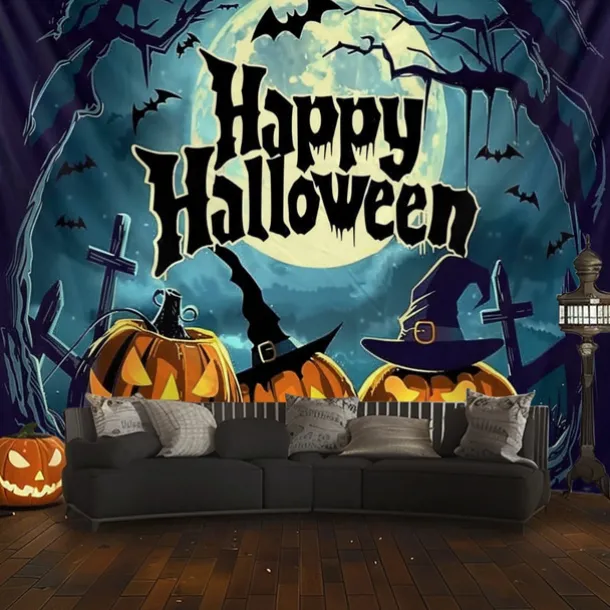 Halloween Decorations Hanging Tapestry Evil Pumpkin Castle Wall Art Large Tapestry Mural Decor Photograph Backdrop Blanket Curtain Home Bedroom Living Room