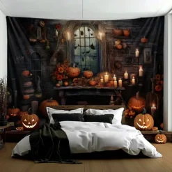 Halloween Decorations Hunted House Hanging Tapestry Wall Art Large Tapestry Mural Decor Photograph Backdrop Blanket Curtain Home Bedroom Living Room
