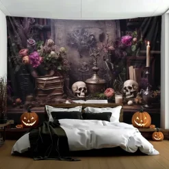 Halloween Decorations Hunted House Hanging Tapestry Wall Art Large Tapestry Mural Decor Photograph Backdrop Blanket Curtain Home Bedroom Living Room