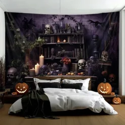 Halloween Decorations Hunted House Hanging Tapestry Wall Art Large Tapestry Mural Decor Photograph Backdrop Blanket Curtain Home Bedroom Living Room