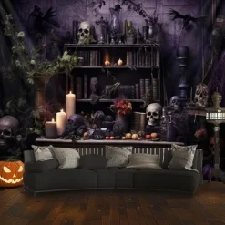 Halloween Decorations Hunted House Hanging Tapestry Wall Art Large Tapestry Mural Decor Photograph Backdrop Blanket Curtain Home Bedroom Living Room