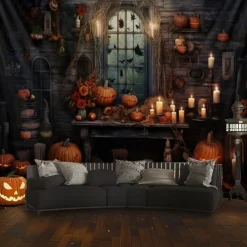 Halloween Decorations Hunted House Hanging Tapestry Wall Art Large Tapestry Mural Decor Photograph Backdrop Blanket Curtain Home Bedroom Living Room