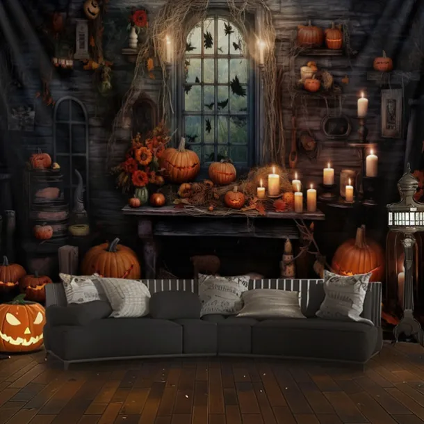 Halloween Decorations Hunted House Hanging Tapestry Wall Art Large Tapestry Mural Decor Photograph Backdrop Blanket Curtain Home Bedroom Living Room