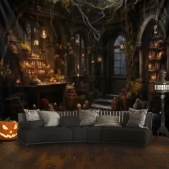 Halloween Decorations Hunted House Hanging Tapestry Wall Art Large Tapestry Mural Decor Photograph Backdrop Blanket Curtain Home Bedroom Living Room