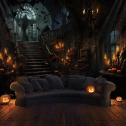Halloween Decorations Hunted House Hanging Tapestry Wall Art Large Tapestry Mural Decor Photograph Backdrop Blanket Curtain Home Bedroom Living Room