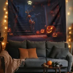 Halloween Decorations Hunted House Hanging Tapestry Wall Art Large Tapestry Mural Decor Photograph Backdrop Blanket Curtain Home Bedroom Living Room