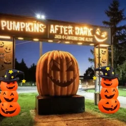 Halloween Decorations Inflatable Pumpkin Tumbler with Witches Hat Smiling Ghost Halloween Decoration Indoor & Outdoor Party Supplies for Halloween Garden Living Room