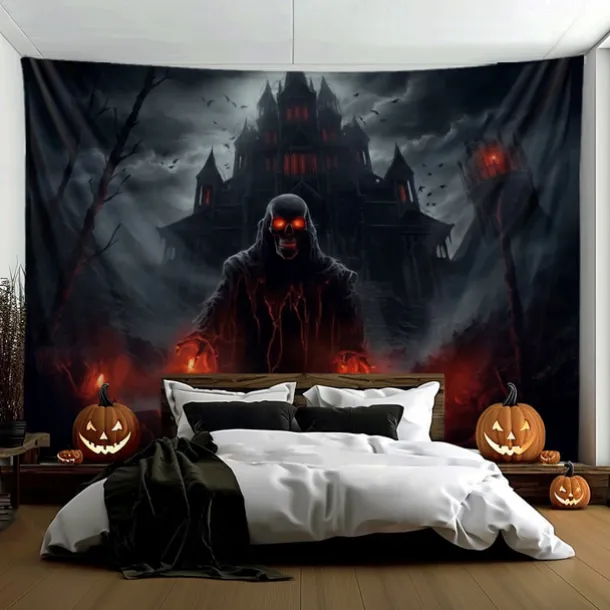 Halloween Decorations Monster Castle Hanging Tapestry Wall Art Large Tapestry Mural Decor Photograph Backdrop Blanket Curtain Home Bedroom Living Room