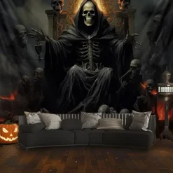 Halloween Decorations Monster Castle Hanging Tapestry Wall Art Large Tapestry Mural Decor Photograph Backdrop Blanket Curtain Home Bedroom Living Room