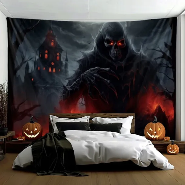 Halloween Decorations Monster Castle Hanging Tapestry Wall Art Large Tapestry Mural Decor Photograph Backdrop Blanket Curtain Home Bedroom Living Room