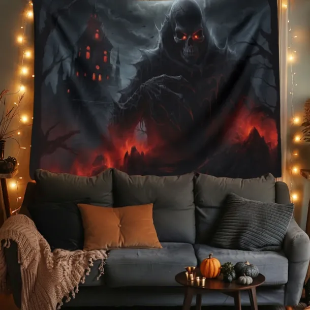 Halloween Decorations Monster Castle Hanging Tapestry Wall Art Large Tapestry Mural Decor Photograph Backdrop Blanket Curtain Home Bedroom Living Room