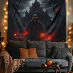 Halloween Decorations Monster Castle Hanging Tapestry Wall Art Large Tapestry Mural Decor Photograph Backdrop Blanket Curtain Home Bedroom Living Room