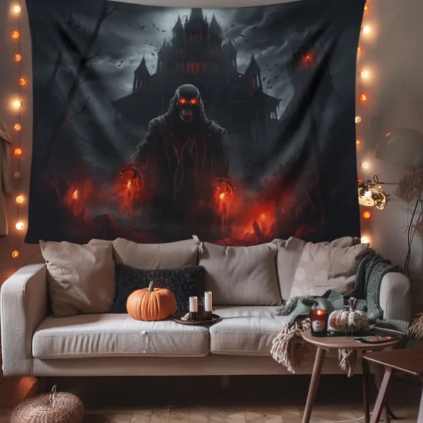 Halloween Decorations Monster Castle Hanging Tapestry Wall Art Large Tapestry Mural Decor Photograph Backdrop Blanket Curtain Home Bedroom Living Room