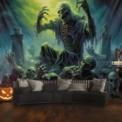 Halloween Decorations Monster Zombies Hanging Tapestry Wall Art Large Tapestry Mural Decor Photograph Backdrop Blanket Curtain Home Bedroom Living Room