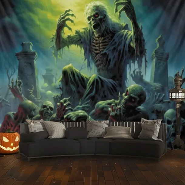 Halloween Decorations Monster Zombies Hanging Tapestry Wall Art Large Tapestry Mural Decor Photograph Backdrop Blanket Curtain Home Bedroom Living Room