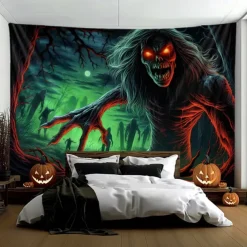 Halloween Decorations Monster Zombies Hanging Tapestry Wall Art Large Tapestry Mural Decor Photograph Backdrop Blanket Curtain Home Bedroom Living Room