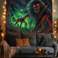 Halloween Decorations Monster Zombies Hanging Tapestry Wall Art Large Tapestry Mural Decor Photograph Backdrop Blanket Curtain Home Bedroom Living Room