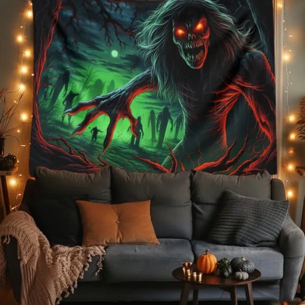 Halloween Decorations Monster Zombies Hanging Tapestry Wall Art Large Tapestry Mural Decor Photograph Backdrop Blanket Curtain Home Bedroom Living Room