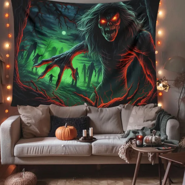 Halloween Decorations Monster Zombies Hanging Tapestry Wall Art Large Tapestry Mural Decor Photograph Backdrop Blanket Curtain Home Bedroom Living Room