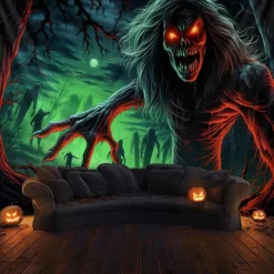 Halloween Decorations Monster Zombies Hanging Tapestry Wall Art Large Tapestry Mural Decor Photograph Backdrop Blanket Curtain Home Bedroom Living Room