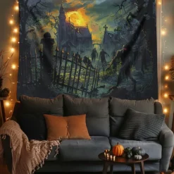 Halloween Decorations Monster Zombies Hanging Tapestry Wall Art Large Tapestry Mural Decor Photograph Backdrop Blanket Curtain Home Bedroom Living Room
