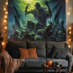 Halloween Decorations Monster Zombies Hanging Tapestry Wall Art Large Tapestry Mural Decor Photograph Backdrop Blanket Curtain Home Bedroom Living Room