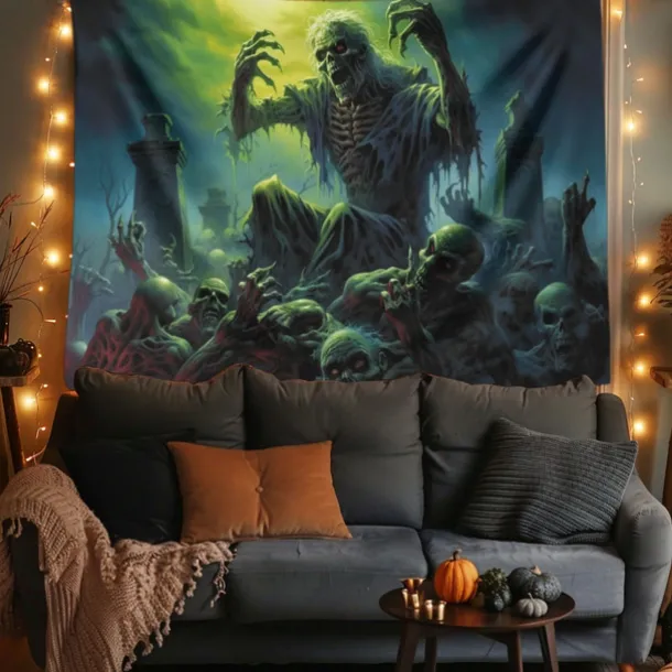 Halloween Decorations Monster Zombies Hanging Tapestry Wall Art Large Tapestry Mural Decor Photograph Backdrop Blanket Curtain Home Bedroom Living Room