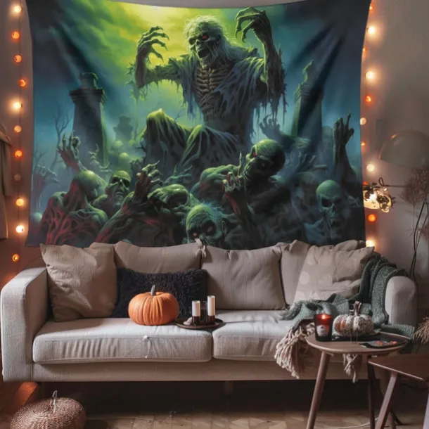Halloween Decorations Monster Zombies Hanging Tapestry Wall Art Large Tapestry Mural Decor Photograph Backdrop Blanket Curtain Home Bedroom Living Room