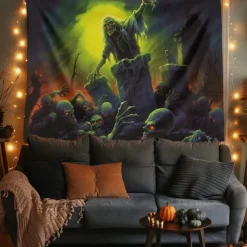 Halloween Decorations Monster Zombies Hanging Tapestry Wall Art Large Tapestry Mural Decor Photograph Backdrop Blanket Curtain Home Bedroom Living Room