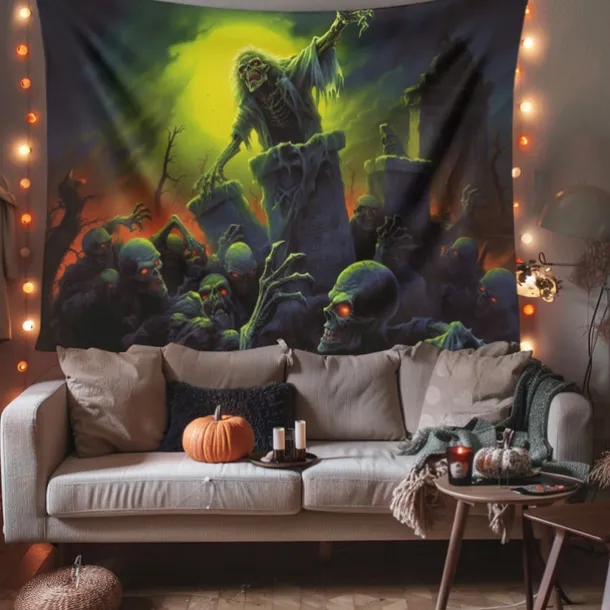 Halloween Decorations Monster Zombies Hanging Tapestry Wall Art Large Tapestry Mural Decor Photograph Backdrop Blanket Curtain Home Bedroom Living Room
