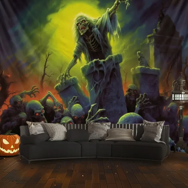 Halloween Decorations Monster Zombies Hanging Tapestry Wall Art Large Tapestry Mural Decor Photograph Backdrop Blanket Curtain Home Bedroom Living Room